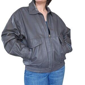 Vintage MTO Made to Order International Outerwear Leather Bomber Jacket Men's L